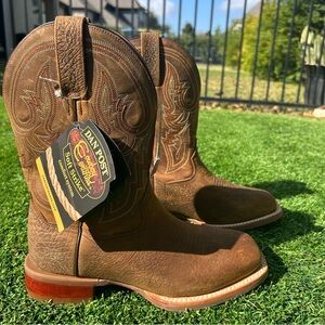 Dan Post Men’s 8.5 D Cowboy Boots Square Toe Brown Kim Style DP5171 NWT Leather